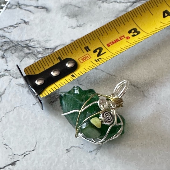 Artisan Wire-Wrapped Beach Glass Beaded Pendant Necklace - Picture 6 of 8